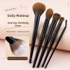 Custom Logo OEM 5Pcs Black Handle Makeup Brush Set with Bent Angled Eyeliner Brush Ultra Soft Powder Blush Beauty Tools Manufacturer