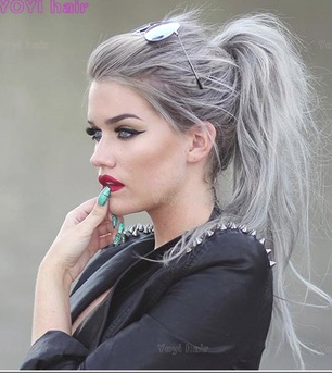 Wholesale grey human silver hair bundles