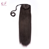 Thick end 100% virgin human hair extensions ponytail with clips