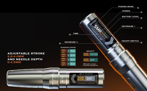 MICEYA 2 Battery Adjustable Stroke PMU Machine Custom Wireless PMU Permanent Makeup Machine for SMP and Tattoo