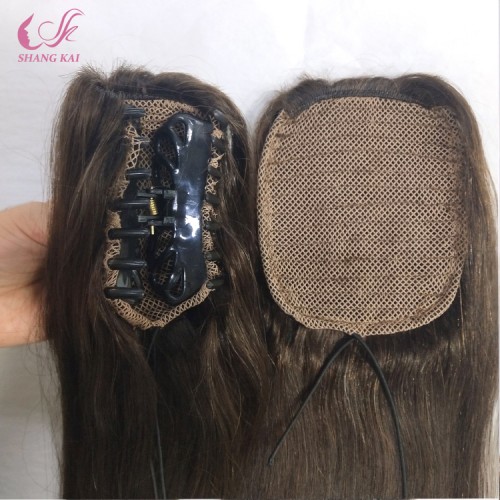 Thick end 100% virgin human hair extensions ponytail with clips
