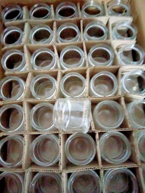2oz 9oz clear glass jar with Common screw bamboo cap and cap Laser -engraved  logo