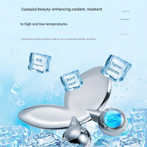 Stainless Steel Beauty Butterfly Ice Ball Massager Scraping V-face Massage Board Eye Facial Ice Compress Ball Beauty Massge Tool