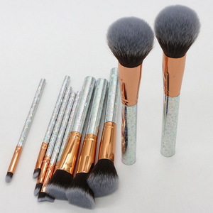 10pcs New Design Girls Cosmetic Brush Plastic Glitter Stars Handle Nylon Hair Power Blush Eyeshadow Makeup Brush
