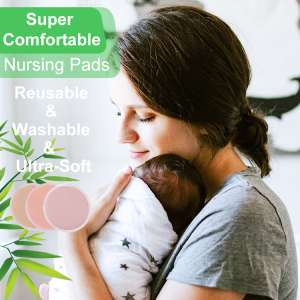 Adult nursing contoured pad with bag reusable bamboo breast pad