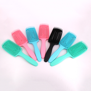 Amazon hot sale plastic detangler hair brush custom logo salon flexible hair brush detangling