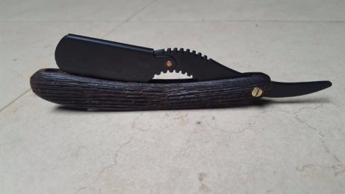 Barber Shaving Razor, Grey Shaving Shavette Black Wooden