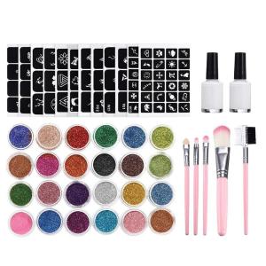 Colorful Waterproof Tattoo Pattern Painted Glitter Diamond Tattoo Glitter Set 24 Colors glitter tattoo kit