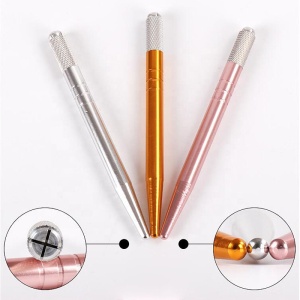 D Wholesale Private Label Pink Gold Silver Single Sided Eyebrow Microblading Pen Manual Hand Tool Pen Permanent Makeup Supplies