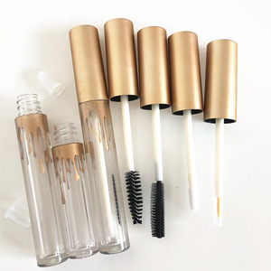 Empty Round Clear Gold Plastic Mini Liquid Mascara Lipgloss Eyeliner Tube 3.5ml 2.5ml