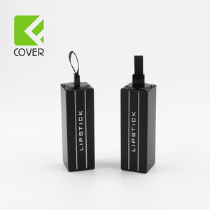 Fashion OEM square plastic cosmetic packaging black lipstick tube container