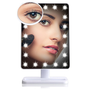 Include AA Batteries Touch Screen 20 LED Lighted Makeup Vanity Mirrors with Removable 10x Magnify