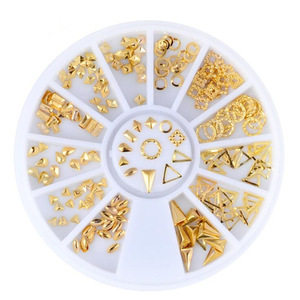 New products 2017 nail art metal stud gold japanese style rivet 3d nail supplies