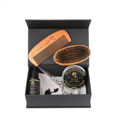 Private Label Beard Care Grooming Growth Oil Kit Box Beard Grooming Kit