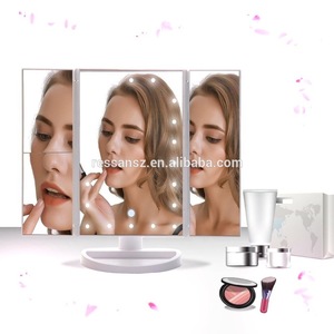 Trifold LED Lighted Makeup Mirror Compact Vanity Makeup Mirror