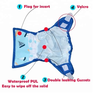 Waterproof PUL newborn cloth diaper/nappy cover, double leaking gussets
