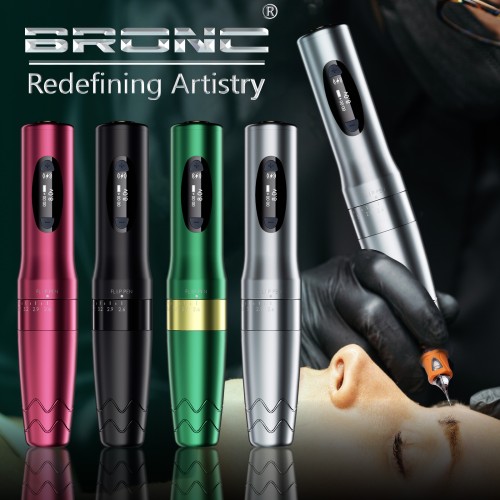 Aura Stainless Steel Wireless Pen Dual Batteries 2.6-4.0MM Adjustable Stroke Powerful Motor Cartridge Needles Permanent