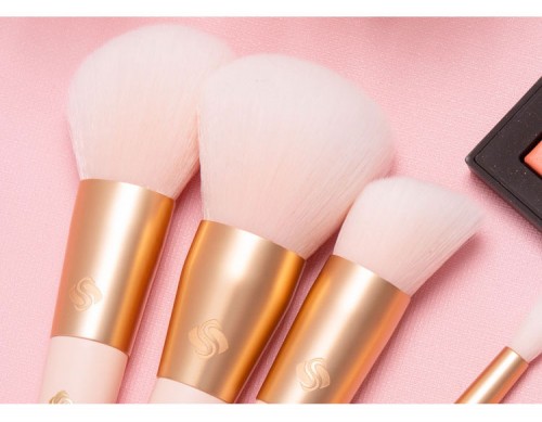 High Quality Custom Cone Handle Pink 7pcs Brush Set