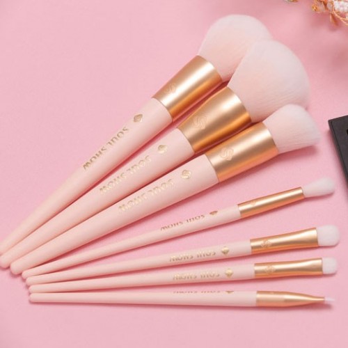 High Quality Custom Cone Handle Pink 7pcs Brush Set