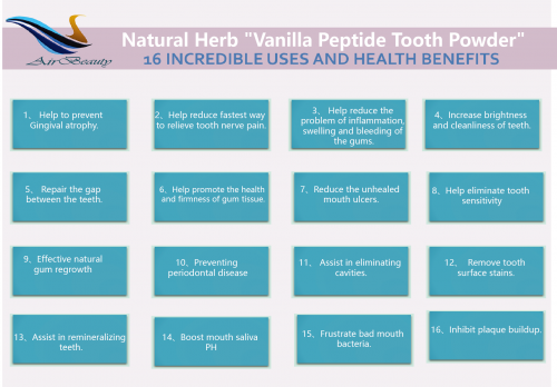 Food grade  Vanilla Peptide Tooth Powder teeth whitening & periodontal disease treatment Herbal Organic Added