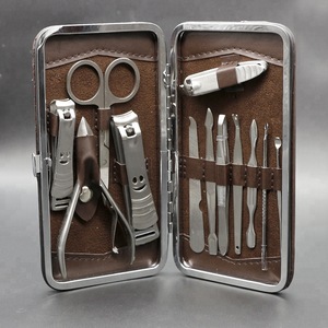 12pcs/kit Manicure And Pedicure Nail Clipper Set Stainless Steel Nail Care Tools And Equipment With Leather Case