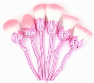 Cosmetic Makeup Tool 6pcs Flower Shaped Rose Gold Make Up Brushes