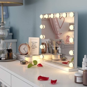 Frameless Hollywood Makeup Vanity Mirror with Lights 14 LED Dimmable Touch Control Bulbs