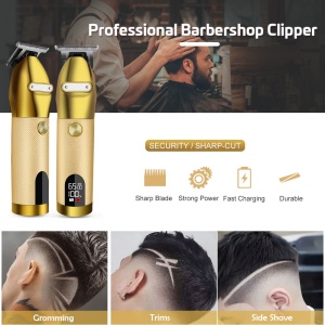 Gold Barber Electric Rechargeable Men  Metal Hair Cutting Machine Haircut Cordless Hair Clipper Hair Trimmer 100-240V Black