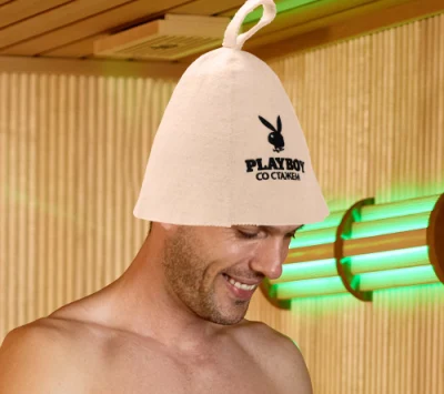 High Quality 100% Wool OEM Sauna Hat Wool Embroidered Logo