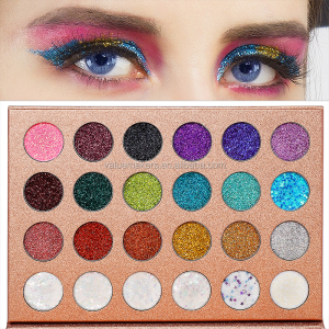 High quality 24 colors pigment powder pressed glitter eyeshadow palette full shimmer eyeshadow pressed glitter powder