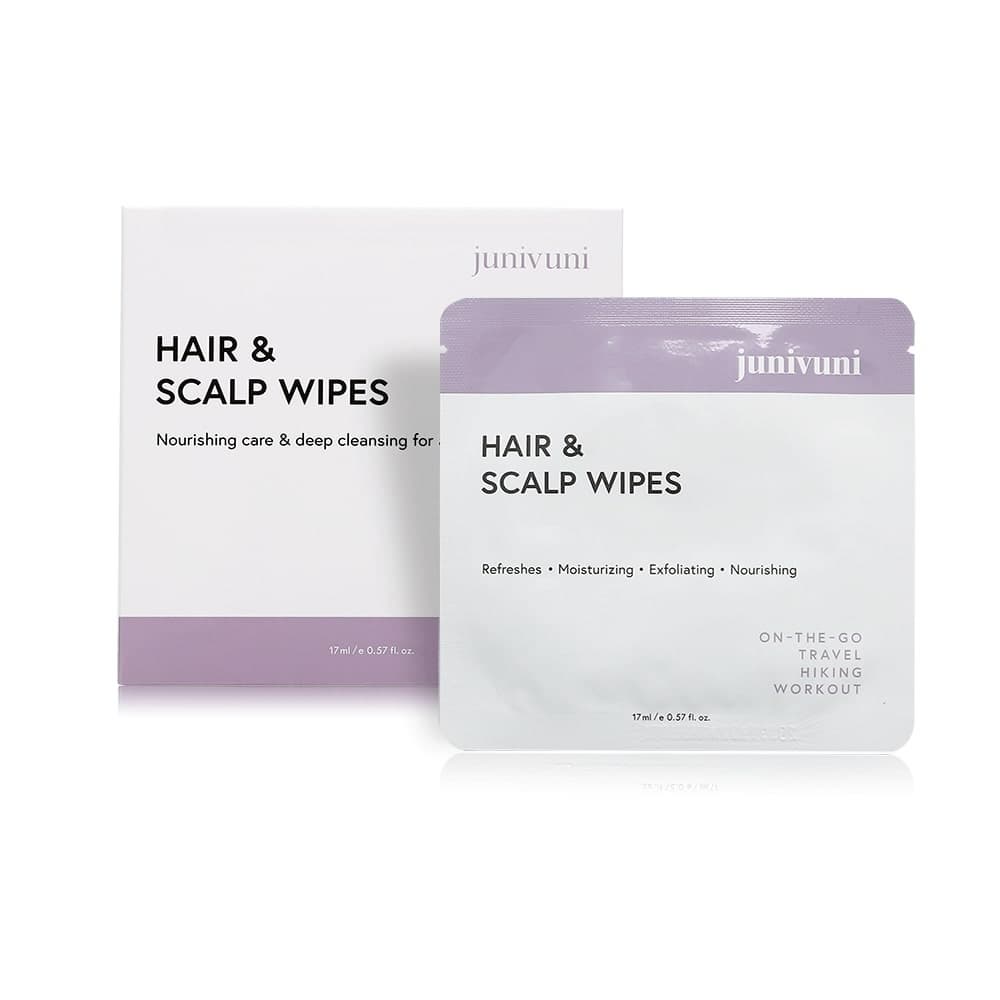 Junivuni Hair &amp; Scalp Wipes removing oil buildup and pollutants