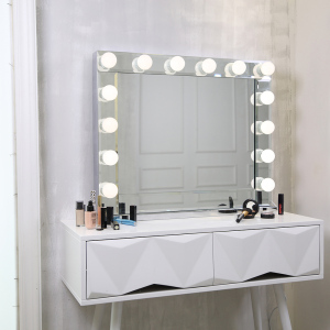 Lighted Vanity Makeup Mirror Frame Hollywood Style Cosmetic Wall Mounted Mirror with 14 Dimmable LED Bulbs