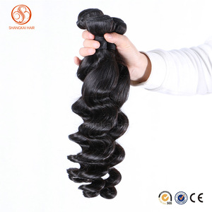 Machine make the weft can perm can dye 100% virgin malaysian human hair loose wave bundles