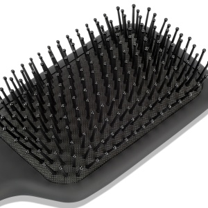 Matt black plastic handle hairbrush and nylon bristle with air hole messaging scalp blood flow plastic hair combs