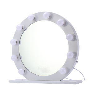 New Arrival Round Desktop Hollywood Lighted Mirror Table Make Up Led Mirror With 10 Bulbs