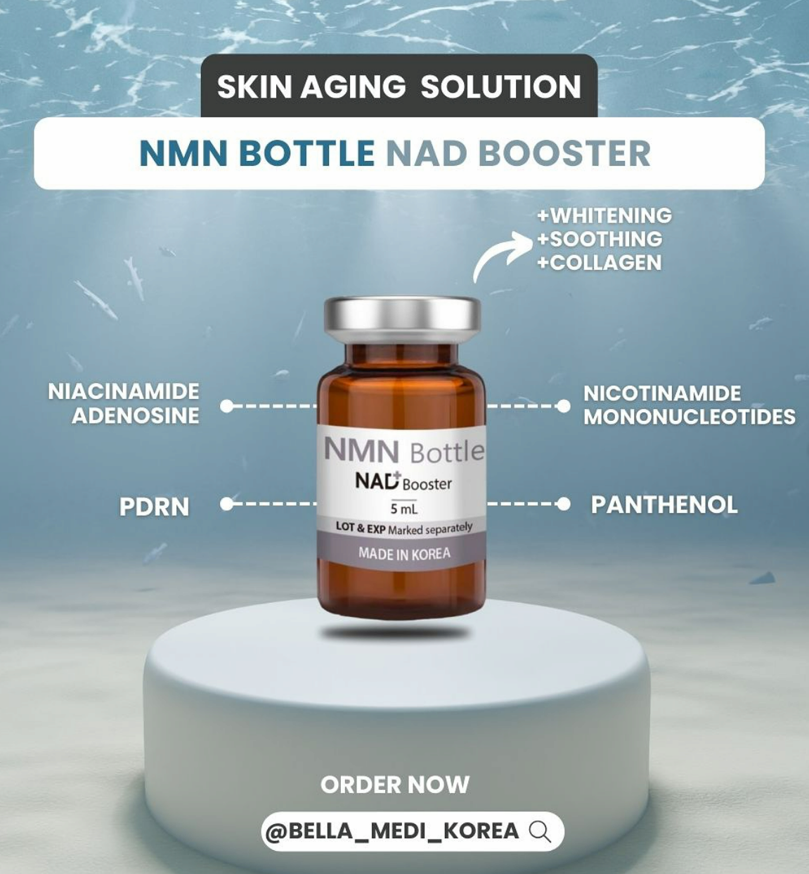 NM N BOTTLE, NA D BOOSTER Delay Skin Aging Solution.