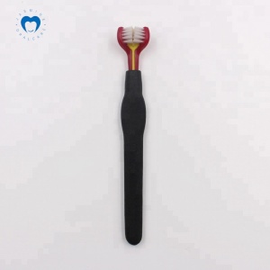 Nylon Bristles Three Head Pet Toothbrush Embossed Handle