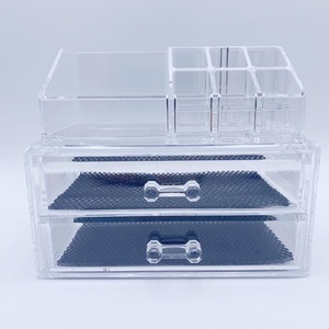(PDIY-0002) Acrylic cosmetic box for cosmetic&beauty packaging color clear make up cosmetic clear box with drawers