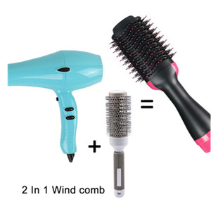 Professional Salon Hot Air Brush Styler and Dryer 2-in-1 Negative Ion Straightening Brush Hair Dryer with Comb