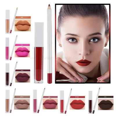 Silky Matte Lipliner Liquid Lipstick Set Long Lasting Waterproof Lipstick Lip Liner Pencil Kit