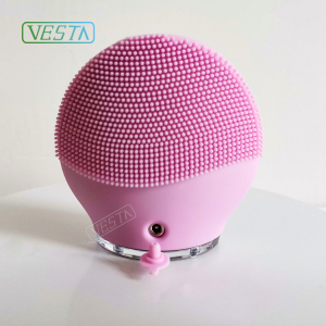 Vesta Silicone Facial Cleansing Waterproof Facial Cleanser Brush Electric Private Label Portable Facial Cleansing Brush Electric