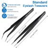 2 Pieces Straight and Curved Tip Tweezers Eyelash Extension Tweezers Stainless Steel False Lash Application Tools (Black)