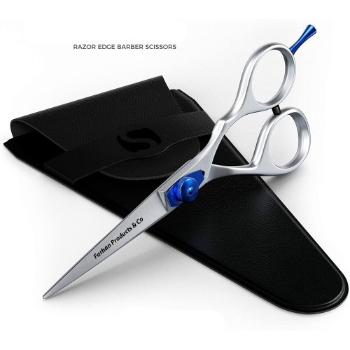 Professional baby Handed Barber Shears set Salon Stainless Steel Cutting Sliver & Blue Barber Hair Scissors