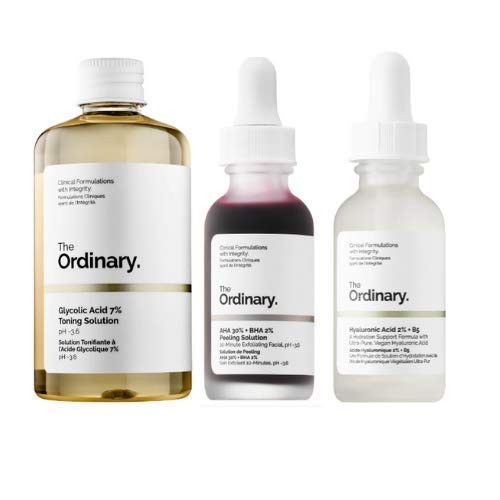 The Ordinary 3 Bottles Face Serum Set! Peeling Solution, Hyaluronic Acid And Glycolic Acid! AHA 30%+BHA 2% Peeling Solution! Hyaluronic Acid 2%+B5! Glycolic Acid 7% Toning Solution