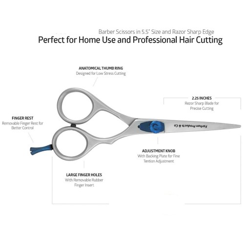 Professional baby Handed Barber Shears set Salon Stainless Steel Cutting Sliver & Blue Barber Hair Scissors