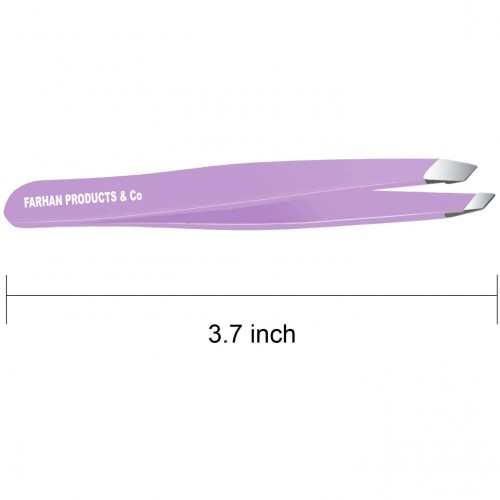 Stainless Steel Slant Tip Tweezers Professional Eyebrow & Eyelash Tweezers for Your Daily Beauty Routine ( Green )