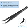 2 Pieces Straight and Curved Tip Tweezers Eyelash Extension Tweezers Stainless Steel False Lash Application Tools (Black)