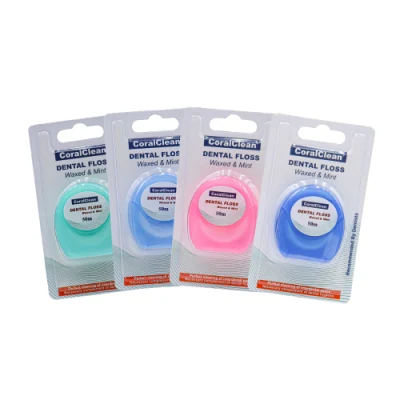 50 Meters Dental Floss Nylon Floss Waxed with Mint Flavor Customized