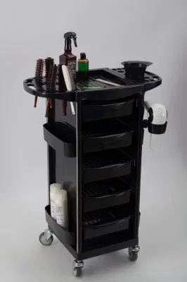 ABS Material Black Hair Salon Trolley Hairdresser Tool Cart