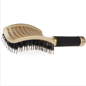 Amazon hot Wholesale Customized LOGO Curved Vented Detangling Wave Brush Boar Bristle Hair Brush with nylon bristle